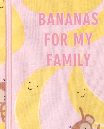 Pyjama une pièce court en coton ajusté pour bébé et petite fille Banana Family