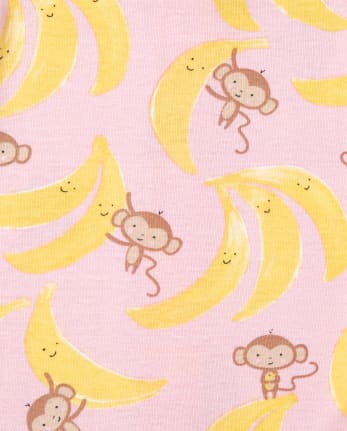 Pyjama une pièce court en coton ajusté pour bébé et petite fille Banana Family