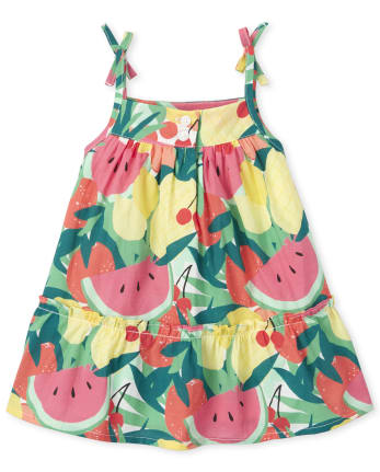 Baby Girls Mommy And Me Fruit Matching Tiered Dress