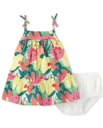 Baby Girls Mommy And Me Fruit Matching Tiered Dress