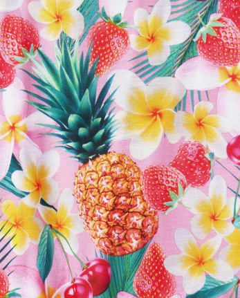 Girls Foil Aloha Tropical Fruit Pajamas