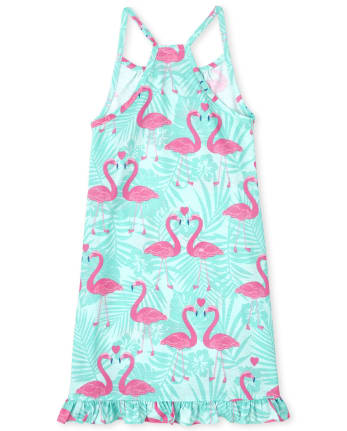 Girls Flamingo Ruffle Racerback Nightgown