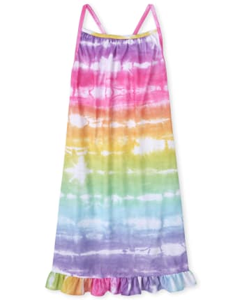 Girls Tie Dye Ruffle Nightgown