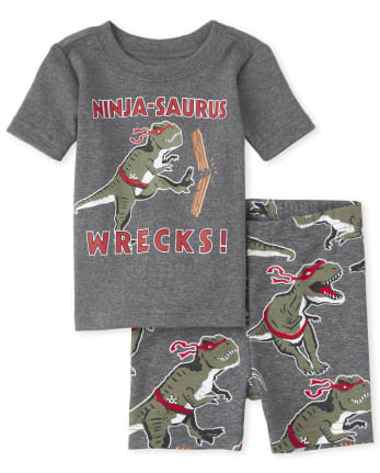 Baby And Toddler Boys Dino Ninja Snug Fit Cotton Pajamas
