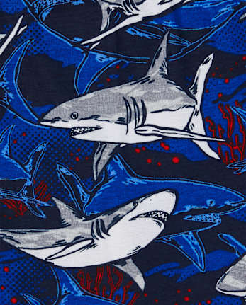 Boys Glow Shark Snug Fit Cotton Pajamas