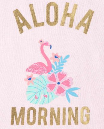 Baby And Toddler Girls Foil Aloha Flamingo Snug Fit Cotton Pajamas