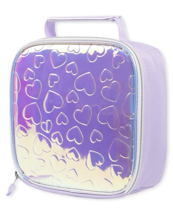 Girls Embossed Heart Holographic Lunch Box