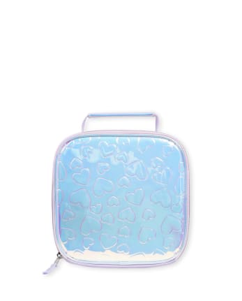 Girls Embossed Heart Holographic Lunch Box
