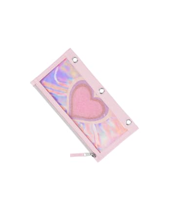 Girls Glitter Heart Pencil Case