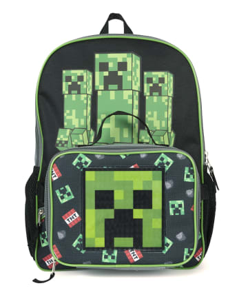 Boys Minecraft Backpack And Lunch Box Set