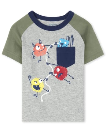 Top con bolsillo y estampado abullonado para bebés y niños pequeños