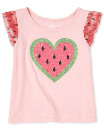 Baby And Toddler Girls Sequin Watermelon Ruffle Top