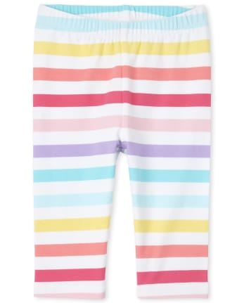 Baby And Toddler Girls Rainbow Striped Capri Leggings