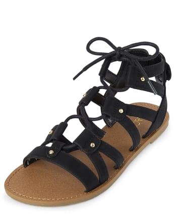 Girls Studded Faux Leather Matching Gladiator Sandals | The Children's ...