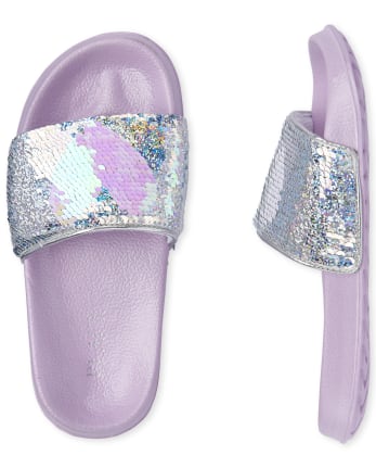 Girls Flip Sequin Heart Slides