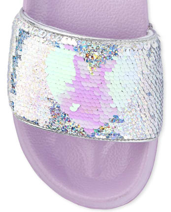 Girls Flip Sequin Heart Slides