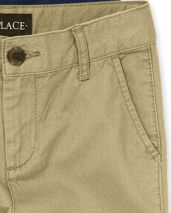 Shorts chinos elásticos de uniforme para niños, paquete de 2