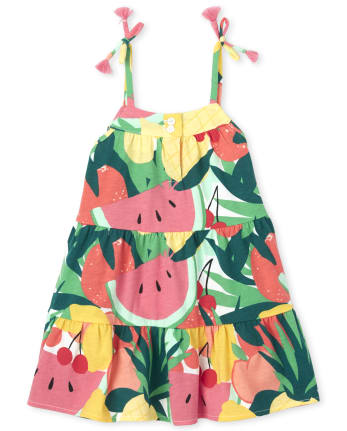 Baby And Toddler Girls Mommy And Me Fruit Matching Tiered Dress