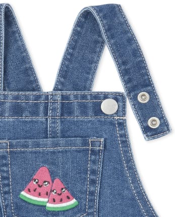 Pantalones cortos de mezclilla con estampado de sandía bordados para bebés y niñas pequeñas