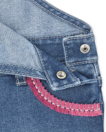 Pantalones cortos de mezclilla con estampado de sandía bordados para bebés y niñas pequeñas