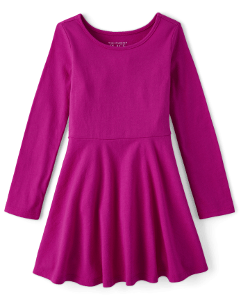 Toddler Girls Uniform Long Sleeve Knit Skater Dress | The Children's ...
