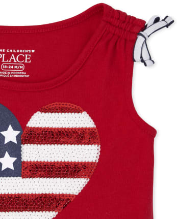Baby And Toddler Girls Americana Flag Striped Tank Dress