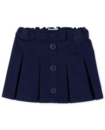 Toddler Girls Uniform Button Pleated Skort
