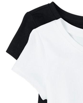 Camiseta básica con capas de uniforme para bebés y niñas pequeñas, paquete de 2