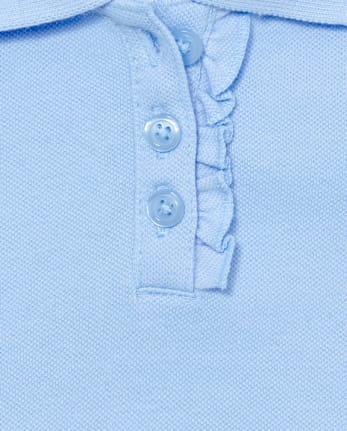 Polo de piqué con volantes de uniforme para niñas pequeñas, paquete de 2