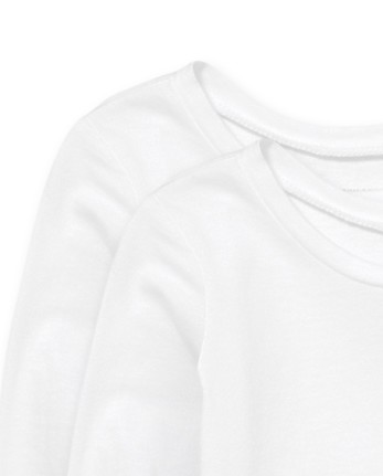 Paquete de 2 camisetas básicas con capas para bebés y niñas pequeñas
