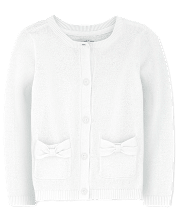 Toddler Girls Uniform Long Sleeve Bow Cardigan WHITE The Children s Place