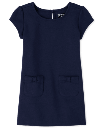 Toddler Girls Bow Ponte Knit Dress - TIDAL