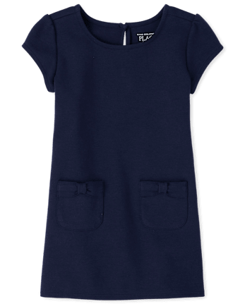 Toddler Girls Bow Ponte Knit Dress