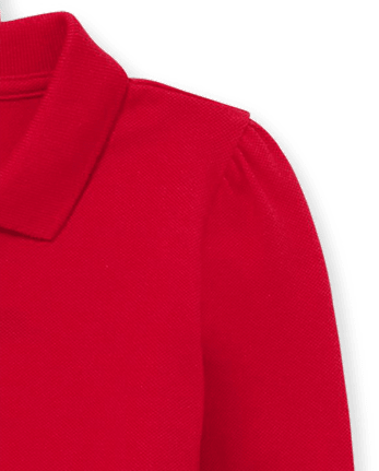 Toddler Girls Uniform Ruffle Soft Stretch Pique Polo 2-Pack