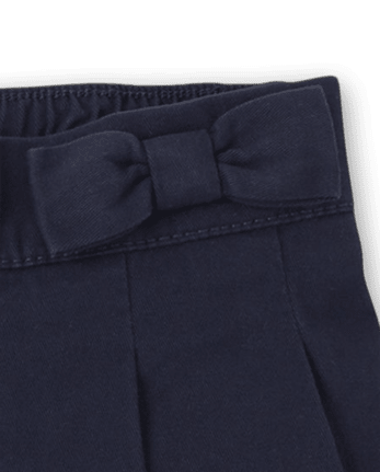 Toddler Girls Uniform Bow Stretch Pleated Skort 2-Pack