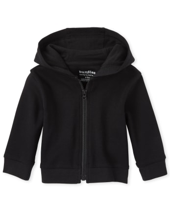 Baby Boys Long Sleeve Zip Up Hoodie | The Children's Place - BLACK