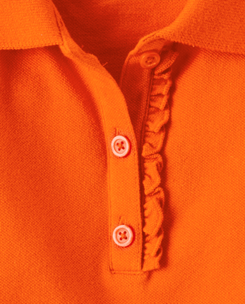 Girls Uniform Ruffle Soft Stretch Pique Polo