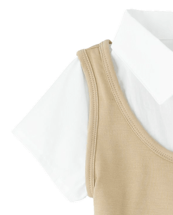 Girls Uniform Ponte Knit 2 In 1 Dress - SANDY