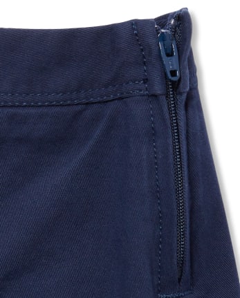 Jupe-short d'uniforme à boutons extensibles pour filles - Plus