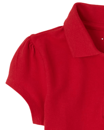Girls Uniform Ruffle Soft Stretch Pique Polo 2-Pack