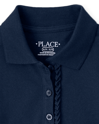 Lot de 2 polos uniformes en piqué à volants pour fille