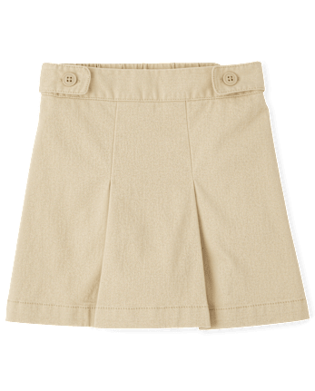 Girls Uniform Wrinkle Resistant Stretch Button Skort