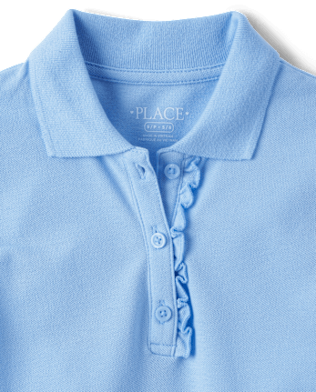 Vestido tipo polo de piqué con volantes de uniforme para niñas - DAYBREAK