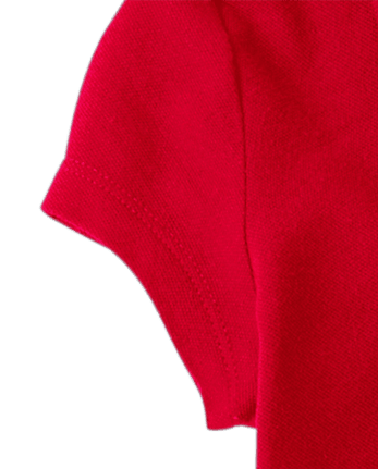 Robe polo uniforme en piqué à volants pour fille - RUBY