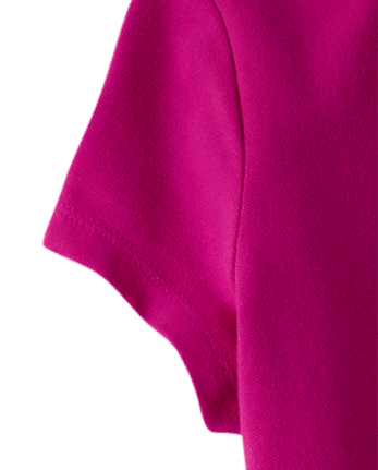 Girls Uniform Ruffle Pique Polo Dress - AURORA PINK