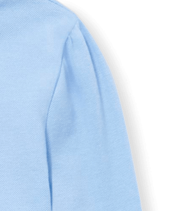Polo de piqué con volantes de manga larga de uniforme para niñas, paquete de 2