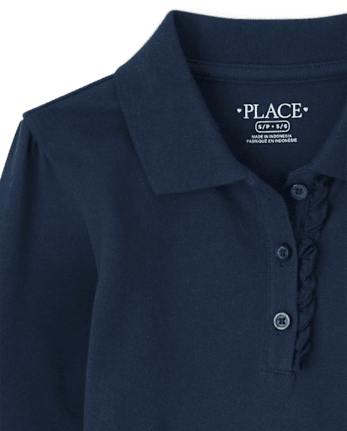 Girls Uniform Ruffle Soft Stretch Pique Polo 2-Pack