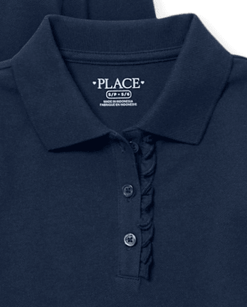 Girls Uniform Ruffle Soft Stretch Pique Polo 2-Pack