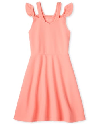 Girls Stretch Jacquard Cut Out Fit And Flare Dress