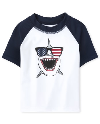 Baby And Toddler Boys Americana Shark Rashguard